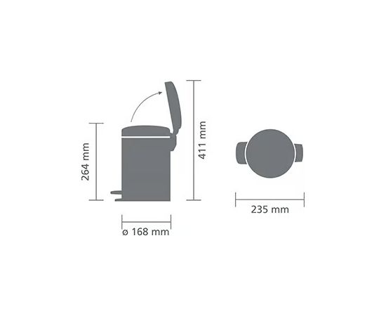 BRABANTIA atkritumu tvertne ar pedāli NewIcon, 3 l, Matt Steel - 113222