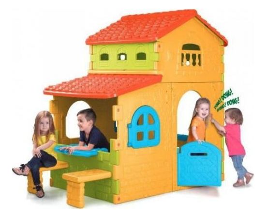 Feber Super Villa bērnu māja ar galdu un soliem Bērnu rotaļu mājas