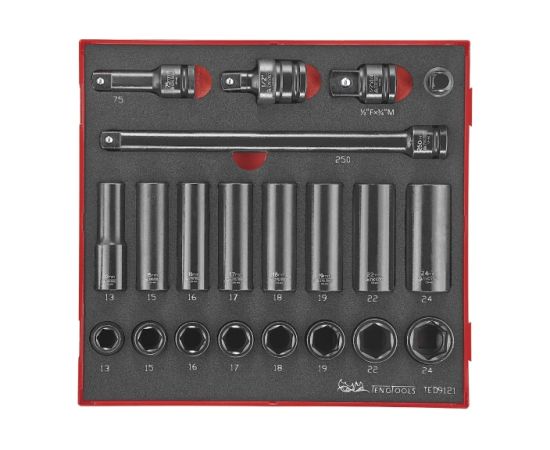 Tengtools Uzgriežņu galviņu komplekts Teng Tools TED 9121; EVA; 21 gab. Mehāniskie instrumenti