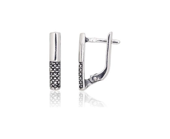 Sudraba auskari ar 'angļu' slēdzēju #2203808(POx-Bk), Sudrabs 925°, oksids (pārklājums), 1.9 gr. Ar "angļu" slēdzēju