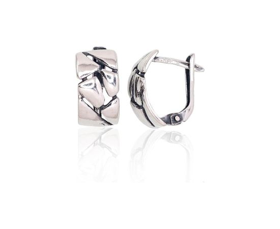 Sudraba auskari ar 'angļu' slēdzēju #2203161(POx-Bk), Sudrabs 925°, oksids (pārklājums), 2.4 gr. Ar "angļu" slēdzēju