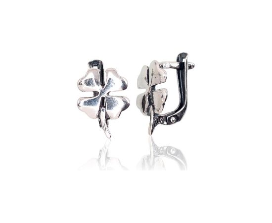 Sudraba auskari ar 'angļu' slēdzēju #2201607(POx-Bk), Sudrabs 925°, oksids (pārklājums), 2.1 gr. Ar "angļu" slēdzēju