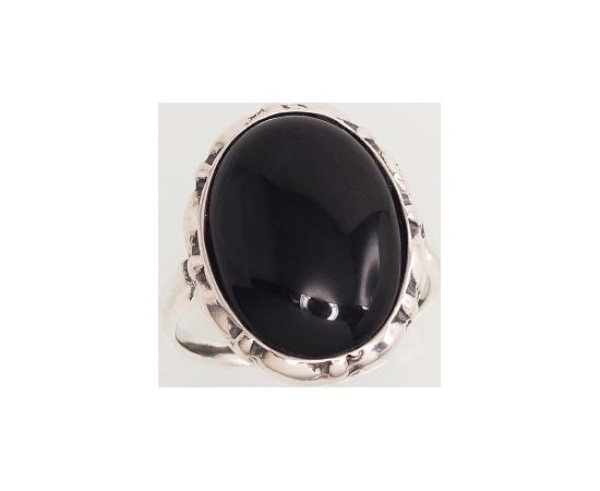 Sudraba gredzens #2100940(POx-Bk)_ON-2, Sudrabs 925°, oksids (pārklājums), Onikss, Izmērs: 17.5, 5.4 gr. Sieviešu