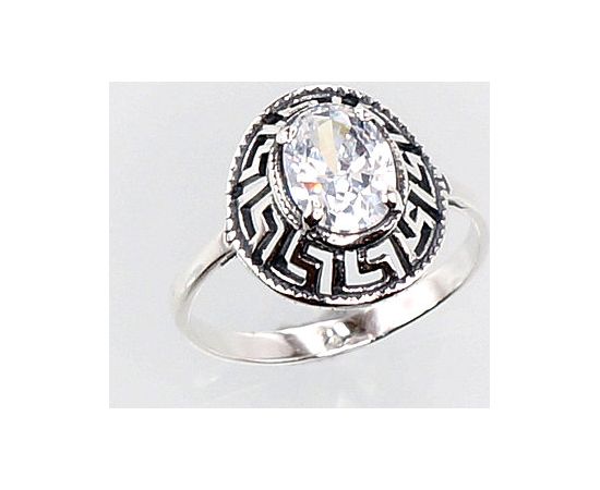 Серебряное кольцо #2100676(POx-Bk)_CZ, Серебро 925°, оксид (покрытие), Цирконы, Размер: 20, 2.4 гр. Sieviešu