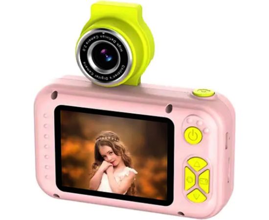 CP FL1 Bērnu Nolokāmas linzas Foto un Video Kamera ar MicroSD 2'' LCD krāsu displeju Rozā