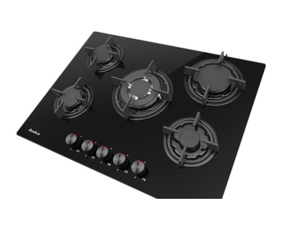Amica PGCA7101AoB Black Built-in 70 cm Gas 5 zone(s) Iebūvējama virsma - Gāzes