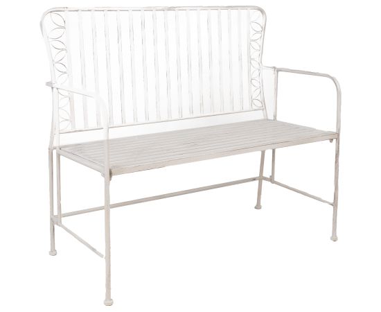Скамья JASMINE 103x50xH93см, металл антик-белый