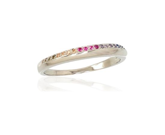 Sudraba gredzens #2101621(PRh-Gr)_CZ-MIX, Sudrabs 925°, rodijs (pārklājums), Cirkoni, Izmērs: 17, 1.6 gr. Sieviešu