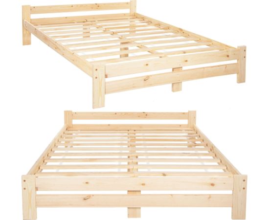 Koka divguļamā gulta Springos BD001 gaiši brūna 200x160 cm