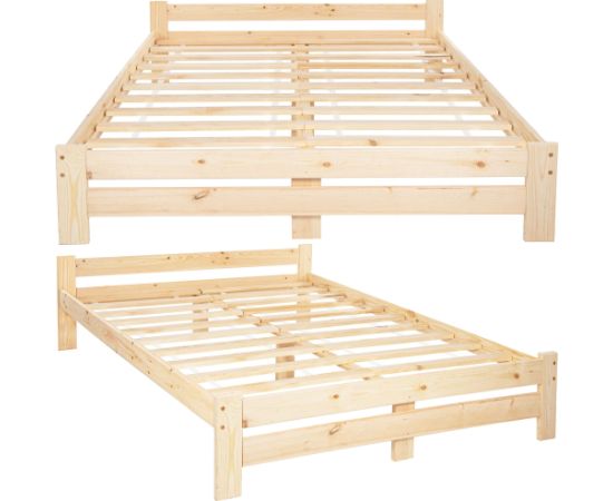 Koka divguļamā gulta Springos BD001 gaiši brūna 200x160 cm