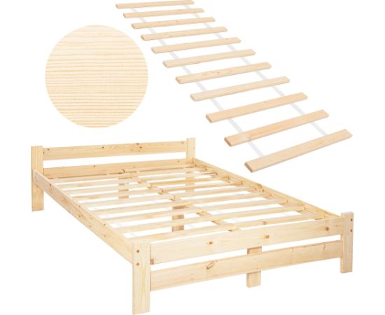 Koka divguļamā gulta Springos BD001 gaiši brūna 200x160 cm