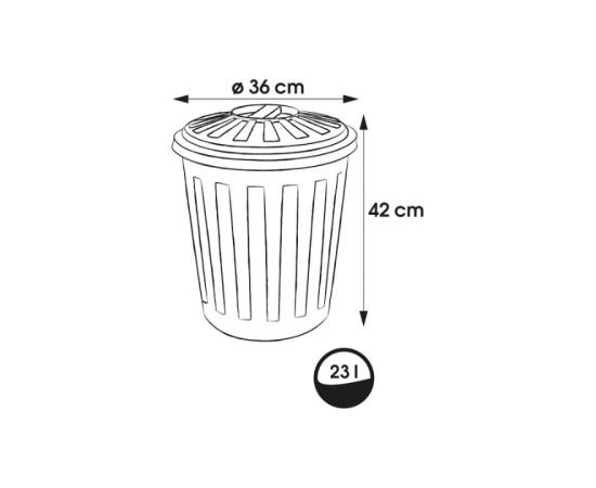 Keeeper Atkritumu tvertne Mats 23L Maxi Ø36x42cm sudraba krāsā
