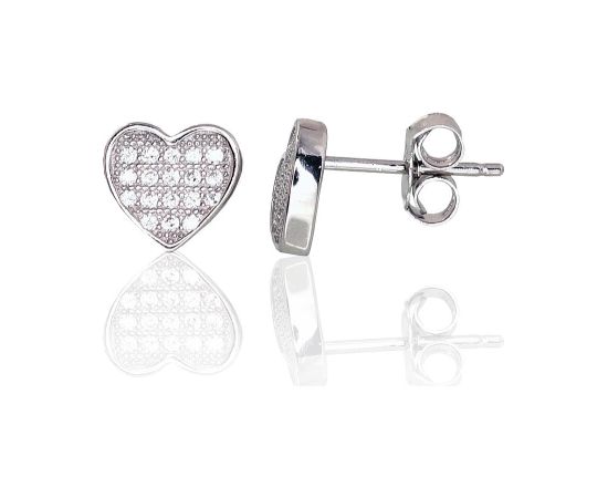 Sudraba auskari-puseti #2202965(PRh-Gr)_CZ, Sudrabs 925°, rodijs (pārklājums), Cirkoni, 1.3 gr. Puseti