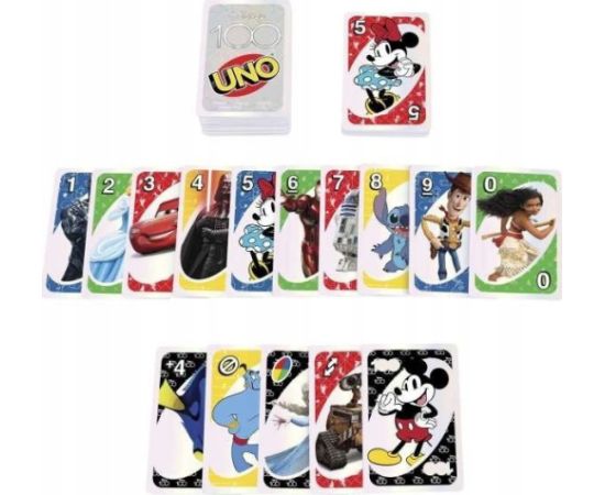Mattel Karty Uno 100 lat Bohaterowie Bajek Disneya Galda spēles