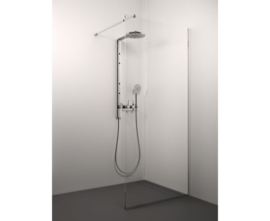 dušas siena Conforto, 900 mm, h=2000, hroms/caurspīdīgs stikls Dušas sienas