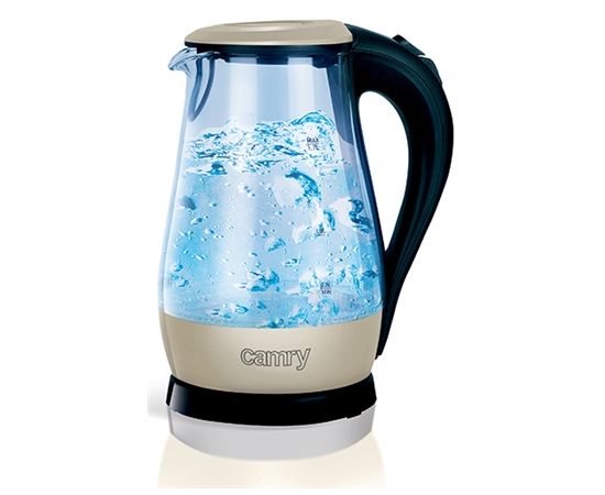 Camry CR 1251 Standard kettle, Glass, Glass/White, 2000 W, 360° rotational base, 1.7 L