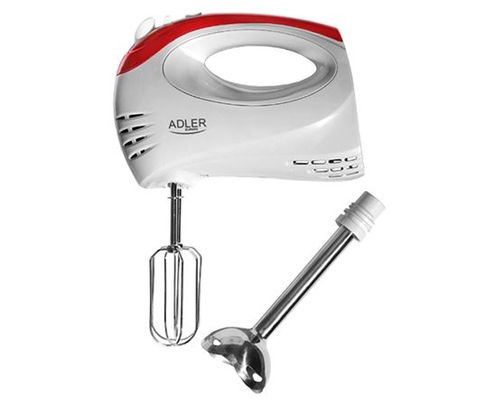 Hand Mixer Adler AD 4212 White, Hand Mixer, 300 W, Number of speeds 5, Shaft material Stainless steel
