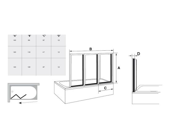 Ravak VS3 130 satin+glass Grape Bath screen