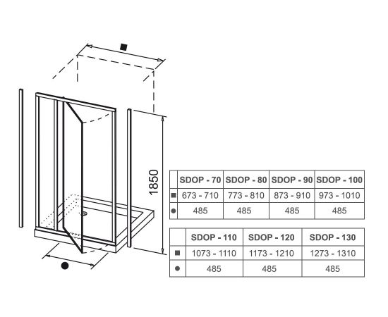 Ravak SDOP-80 white+glass Transparent Shower door