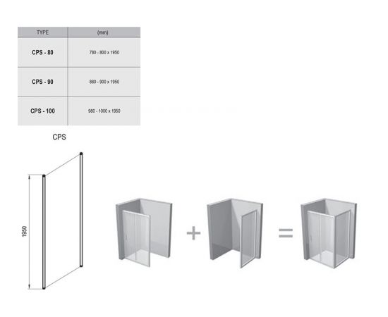 Ravak CPS-80 bright alu+Transparent Shower fixed wall