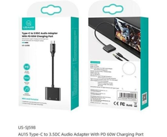 Usams AU15 USB-C - jack 3.5m DAC + USB-C PD Адаптер 60W