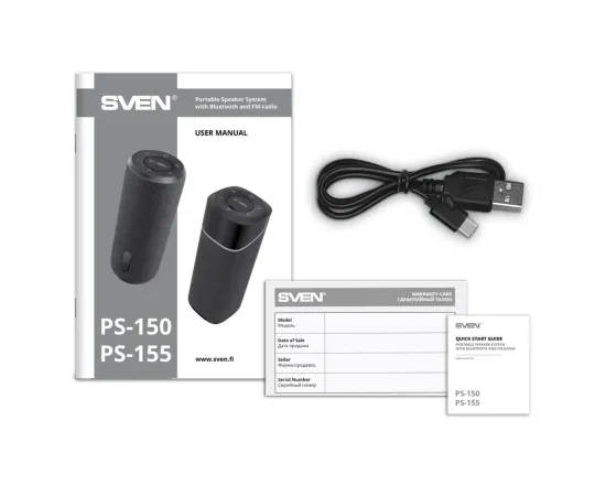 Bezvadu portatīvais skaļrunis SVEN PS-150, melns