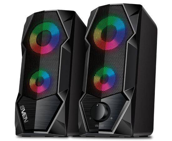 Skaļruņi 2.0 Sven 410, melni (6 W, USB barošana, fona apgaismojums)