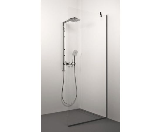 dušas siena Conforto Cor Black, 700 mm, h=2000, melns/linea stikls