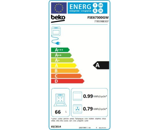 Beko FSE67300GW Elektriskā plīts, 60cm