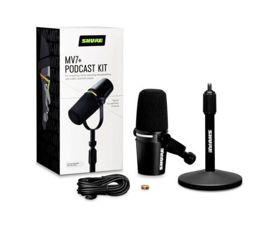 Shure MV7+-K-BNDL - lectern/vocal microphone with XLR/USB-C connector, black + desk stand GATOR