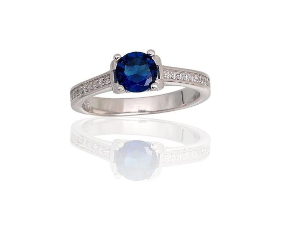 Серебряное кольцо #2101795(PRh-Gr)_CZ+CZ-B, Серебро 925°, родий (покрытие), Цирконы, Размер: 18.5, 3 гр.