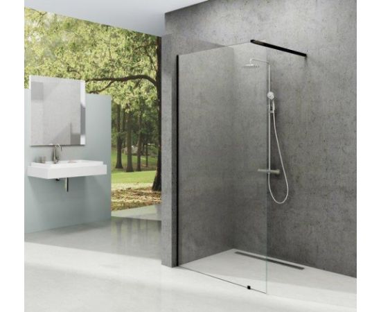 Ravak dušas siena Walk-In Air, 900 mm, h=2000, melns/caurspīdīgs stikls