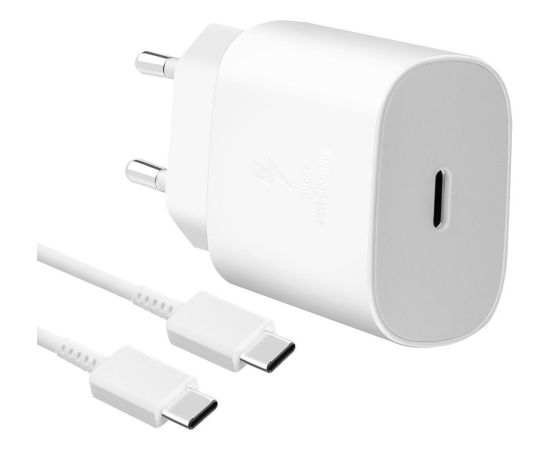 Samsung -  EP-TA800EWE + EP-DG980BWE Samsung 25W Travel Charger + USB-C/USB-C Data Cable White (OOB Bulk) Telefonu lādētāji 220v