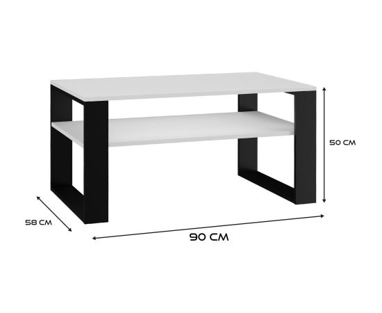 Top E Shop Topeshop MODERN 1P BIEL CZ kafijas/sānu/žurnālgaldiņš, taisnstūra forma, 2 kājas