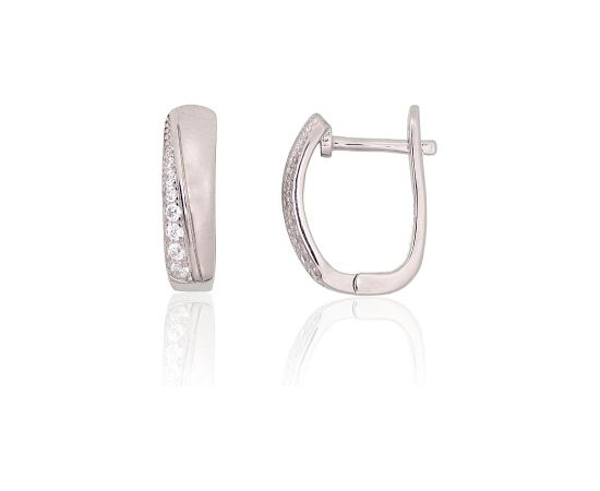 Sudraba auskari ar 'angļu' slēdzēju #2204216(PRh-Gr)_CZ, Sudrabs 925°, rodijs (pārklājums), Cirkoni, 3.5 gr. Ar "angļu" slēdzēju