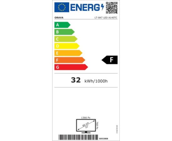 Televizors ORAVA LT-847 LED TV, 32" 81cm, HD Ready, DVB-T/T2/C