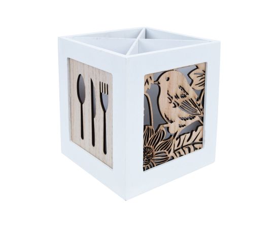 Pen holder HAZEL 12x12xH14,5cm, white/beige