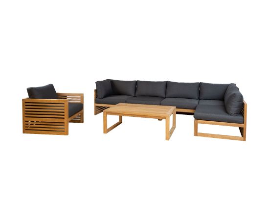 Set SERENITY corner sofa 2+2+1, table and armchair Dārza dīvāni 