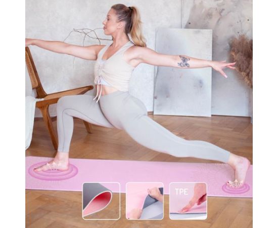 Jogas paklājiņš YM10 YOGA MAT TPE LIGHT PINK HMS