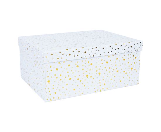 Box DIANA-1, with a lid 37,5x29xH16cm, white/gold