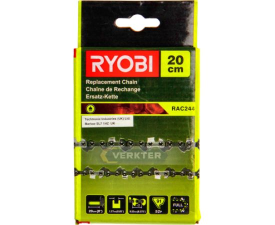 Zāģa ķēde Ryobi RAC244 8''; 20 cm; 3/8''; 33; 1,3 mm Zāģu ķēdes un sliedes