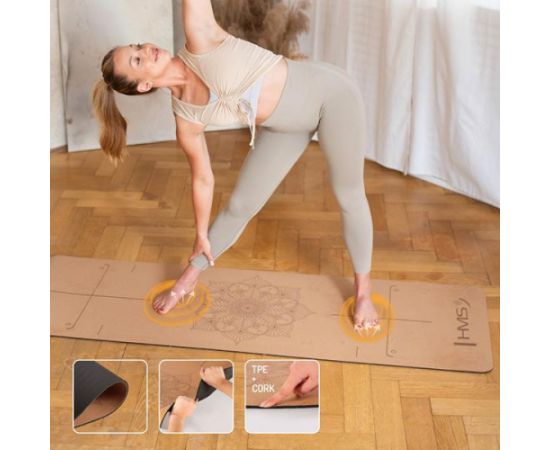 Jogas paklājiņš korķa pārklājums YM11 YOGA MAT TPE CORK HMS