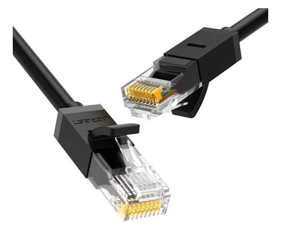 UGREEN NW102 Ethernet RJ45 noapaļots tīkla kabelis, Cat.6, UTP, 15 m (melns)