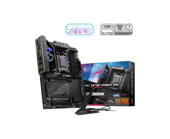 Mainboard MSI AMD X870E SAM5 ATX Memory DDR5 Memory slots 4 3xPCI-Express 16x 1xPCI-Express 4.0 4x	 1xPCI-Express 5.0 4x 1xPCI-Express 5.0 16x 4xM.2 4xUSB 2.0 4xUSB 3.2 3xUSB-C 1xOptical S/PDIF 2xRJ45 2xAudio port MPGX870ECARBONWIFI Материнские платы