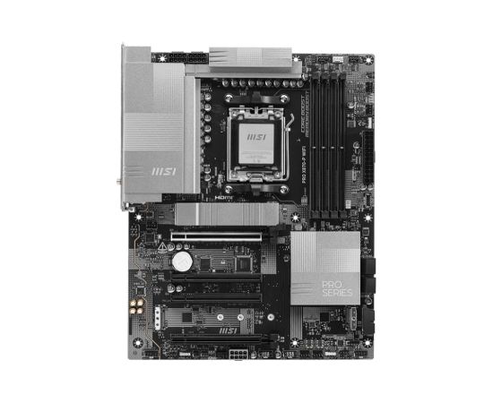 Mainboard MSI AMD X870 SAM5 ATX Memory DDR5 Memory slots 4 2xPCI-Express 3.0 1x 1xPCI-Express 4.0 4x	 1xPCI-Express 5.0 16x 3xM.2 1xHDMI 4xUSB 2.0 3xUSB 3.2 2xUSB-C 1xRJ45 3xAudio port PROX870-PWIFI Mātes plates