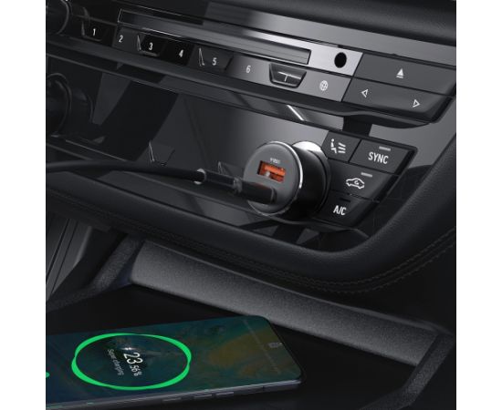 Acefast B12 auto lādētājs 60W USB-A | USB-C - melns