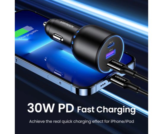 Ugreen CD293 auto lādētājs 2x USB-C PD un 1x USB-A 130W - melns Telefonu lādētāji 220v
