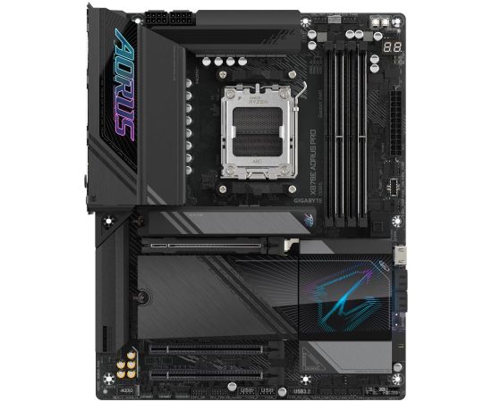 Mainboard GIGABYTE AMD X870E SAM5 ATX Memory DDR5 Memory slots 4 1xPCI-Express 3.0 4x 1xPCI-Express 4.0 4x	 1xPCI-Express 5.0 16x 4xM.2 1xHDMI 2xUSB 2.0 7xUSB 3.2 2xUSB-C 1xOptical S/PDIF 1xRJ45 2xAudio port X870EAORUSPRO