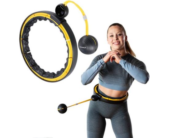 Komplekts SET HULA HOOP MAGNETIC BLACK/YELLOW HHM21 WITH WEIGHT + COUNTER HMS + SLIMMING BELT BR1313 Гимнастические кольца