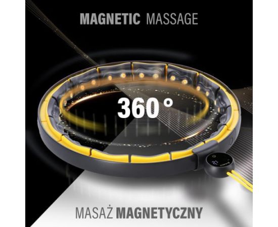 Komplekts SET HULA HOOP MAGNETIC BLACK/YELLOW HHM21 WITH WEIGHT + COUNTER HMS + SLIMMING BELT BR1313 Гимнастические кольца